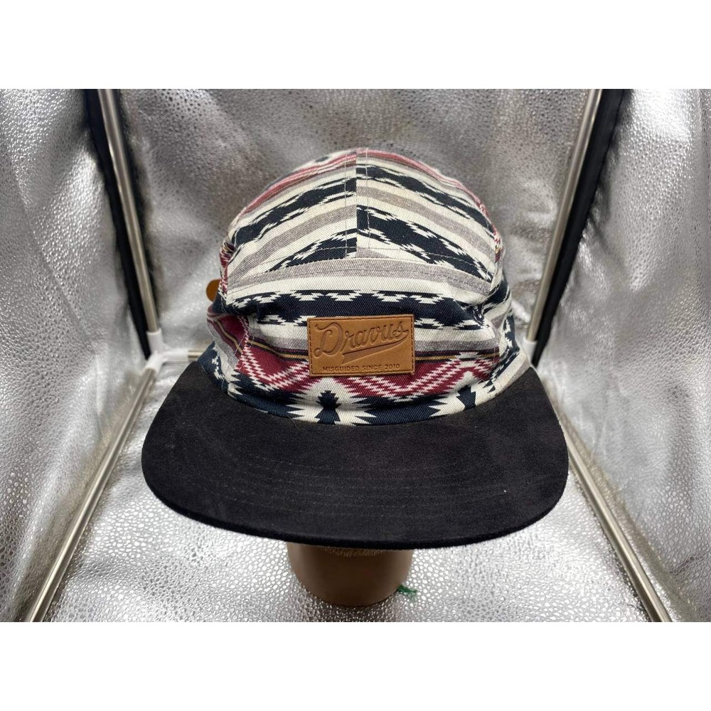 Dravus 5-Panel Hat Mens OSFM Multicolor Aztec Print Leather Strapback Skate Cap